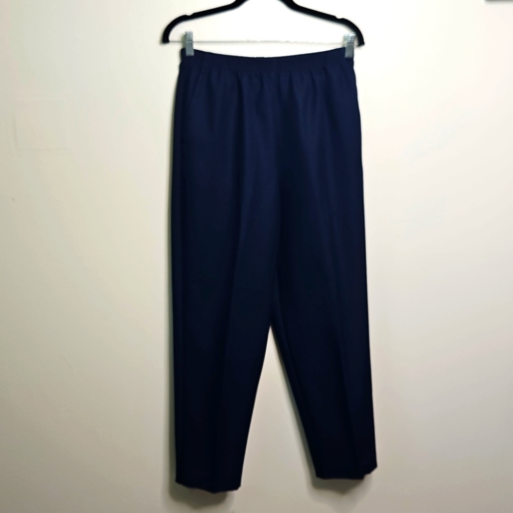 Alfred Dunner Navy Pull On Pants Classic Size 10 Petite